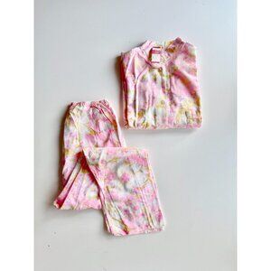 Vintage NWT TOWER Pink Floral Cotton Flannel Pajama Shirt Pants Set, Size M
